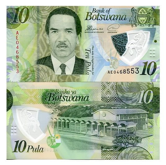 Botswana 10 Pula 2018 r. Polimer UNC