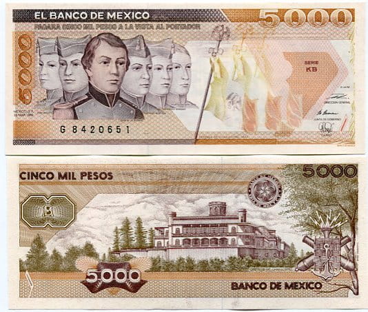 Meksyk 5000 Pesos 1989 r. UNC