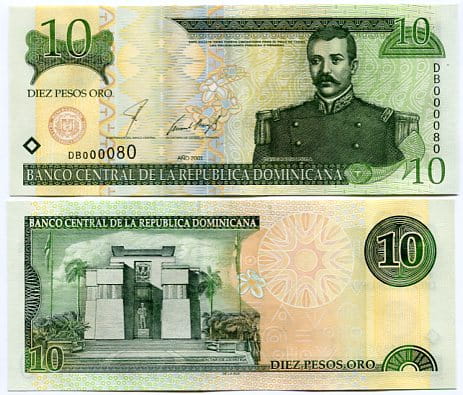 Dominikana 10 Pesos 2003 r. UNC