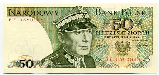 Banknot Polska 50 zł z 1975 r. BC