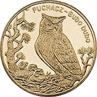 2 zł Zwierzęta świata - Puchacz (łac. Bubo bubo)