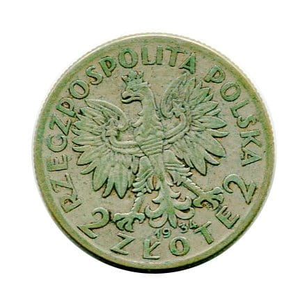2 złote Głowa Kobiety 1934 r.