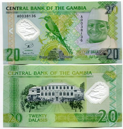 Gambia 20 Dalasis 2015 r. Polimer UNC