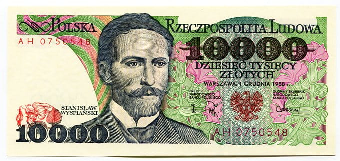 Banknot Polska 10000 zł z 1988 r. W