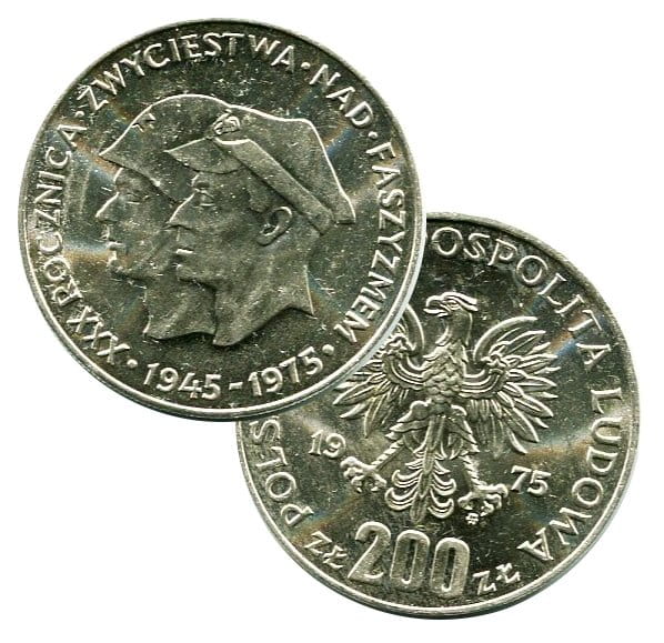 14,5 g. srebra - 200 zł XXX Rocznica Zwycięstwa nad Faszyzmem 1975 r.