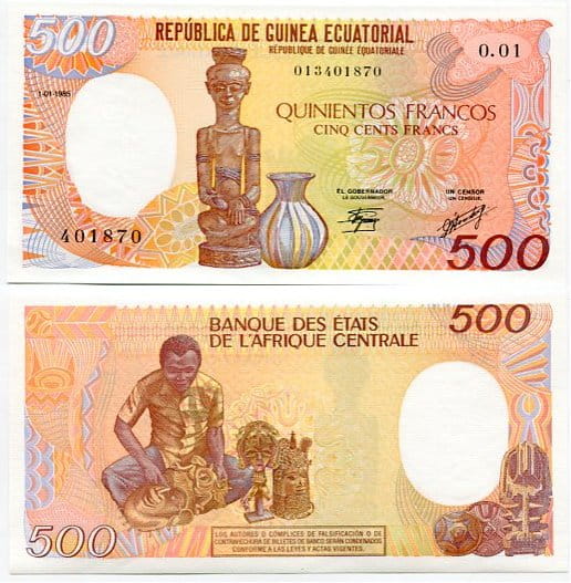 Gwinea Równikowa 500 Francs 1985 r. UNC