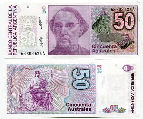 Argentyna 50 Australes UNC