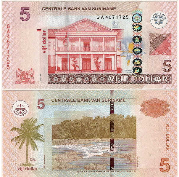 Surinam 5 Dolarów 2012 r. UNC