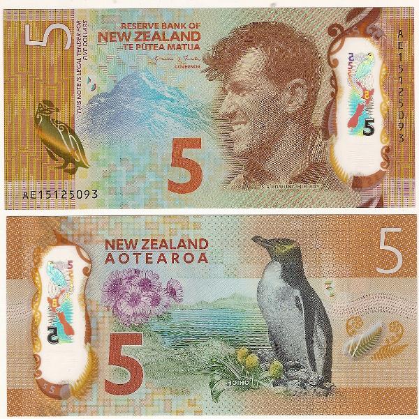 Nowa Zelandia 5 Dolarów 2015 r. Polimer UNC