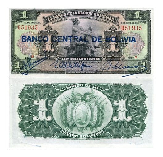 Boliwia 1 Boliviano 1929 r. UNC