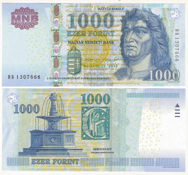Węgry 1000 Forint 2015 r. UNC
