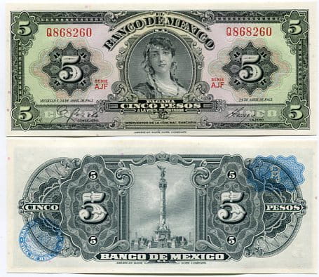 Meksyk 5 Pesos 1963 r. UNC