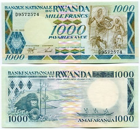 Rwanda 1000 Francs 1988 r. UNC