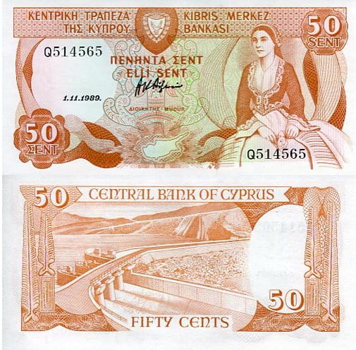 Cypr 50 Cent 1989 r. UNC