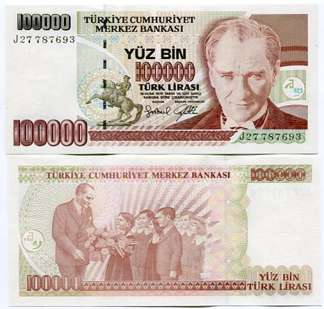 Turcja 100 000 Lirasi 1970 r. UNC