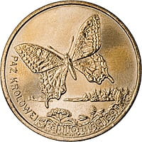2 zł Zwierzęta świata - Paź Królowej (łac. Papilio machano)
