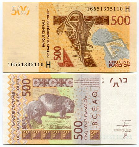 Niger 500 Francs 2012 r. UNC