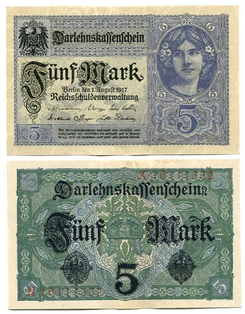 Niemcy 5 Mark 1917 r. UNC
