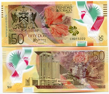 Trinidad & Tobago 50 Dolarów 2015 r. Polimer UNC