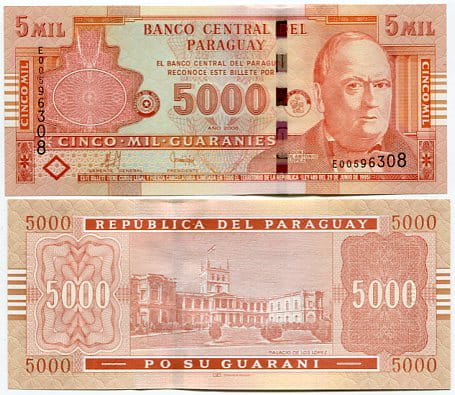 Paragwaj 5000 Guaranies 2005 r. UNC