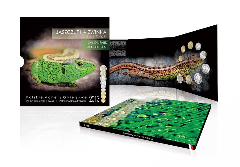 Menniczy zestaw monet obiegowych w etui 2013 r. Jaszczurka