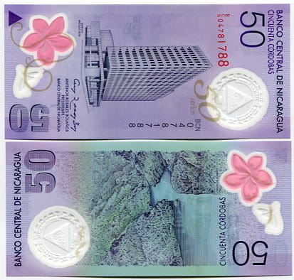 Nikaragua 50 Cordobas 2010 r. Polimer UNC