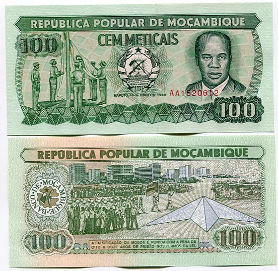 Mozambik 100 Meticais 1989 r. UNC