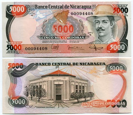 Nikaragua 5000 Cordobas 1985 r. UNC