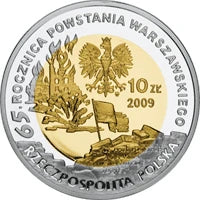 10 zł Ag 65. rocznica Powstania Warszawskiego – poeci warszawscy Tadeusz Gajcy 2009 r.