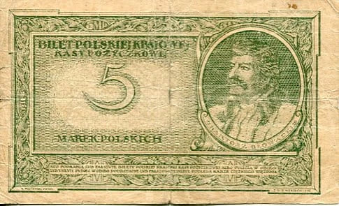 Banknot 5 Marek Polskich 1919 r. IE