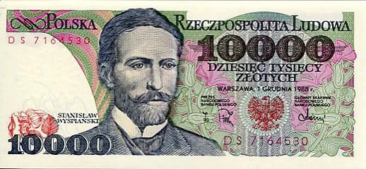 Banknot Polska 10 000 Złotych 1988 r. DF