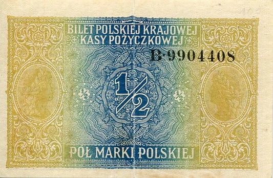 Banknot Polska 1/2 Marki Polskiej 1916 r. B