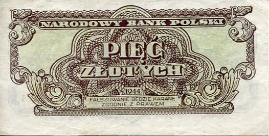 Banknot Polska 5 Złotych 1944 r. CM