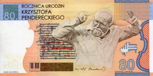 Banknot testowy PWPW 80 Rocznica urodzin Krzysztofa Pendereckiego