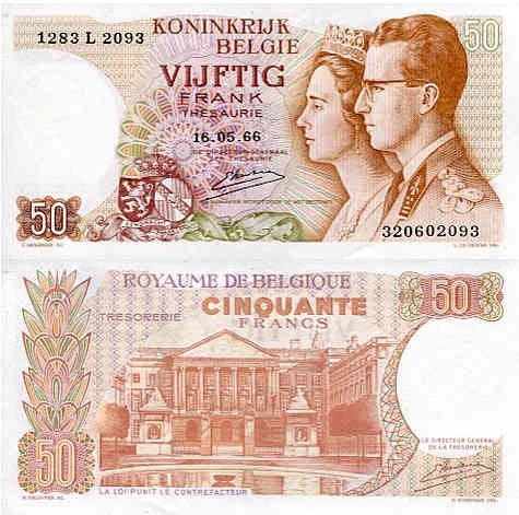 Belgia 50 Francs 1966 r. UNC