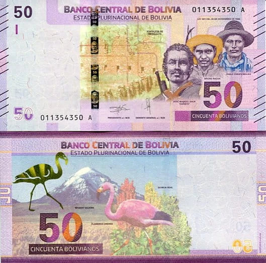 Boliwia 50 Bolivianos 2018 r. UNC