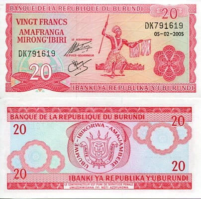 Burundi 20 Francs 1997 r. UNC