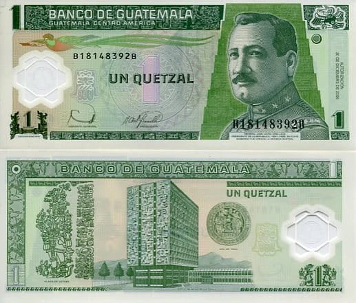 Gwatemala 1 Quetzal 2006 r. Polimer UNC