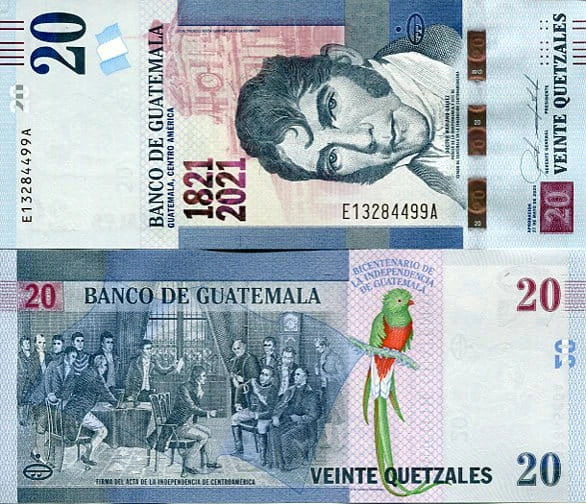 Gwatemala 20 Quetzales 2021 r. UNC