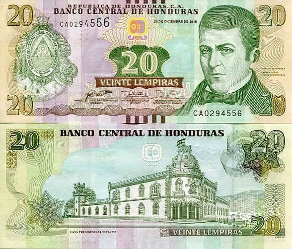 Honduras 20 Lempiras 2016 r. UNC