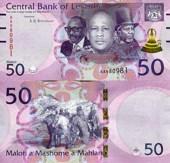 Lesotho 50 Maloti 2021 r. UNC