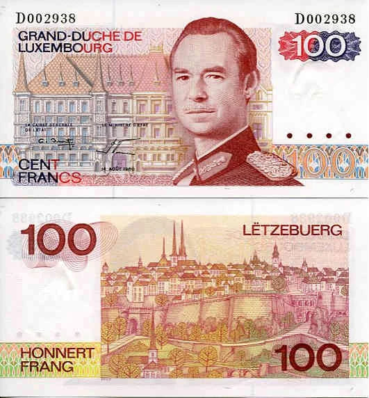Luksemburg 100 Franków 1993 r. UNC