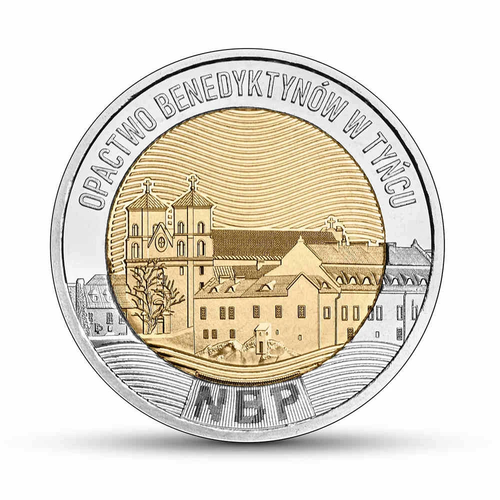 Moneta 5 zł Odkryj Polskę 2024 r. Opactwo Benedyktynów w Tyńcu