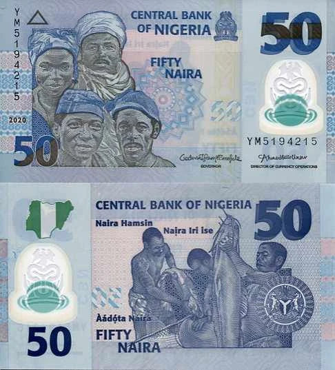 Nigeria 50 Naira 2021 r. Polimer UNC