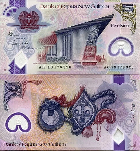 Papua Nowa Gwinea 5 Kina 2016 r. Polimer UNC