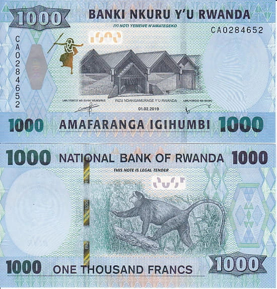 Rwanda 1000 Francs 2019 r. UNC