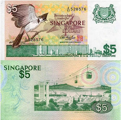 Singapur 5 Dollars 1976 r. UNC