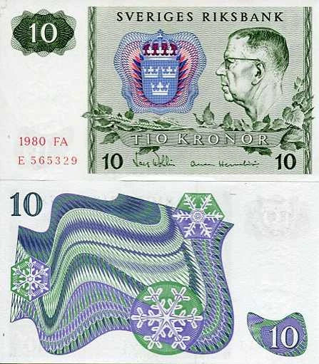 Szwecja 10 Koron 1980 r. UNC