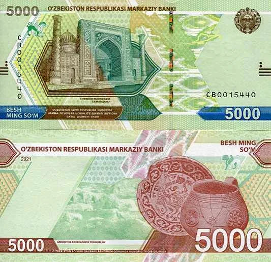Uzbekistan 5000 Sum 2021 r. UNC