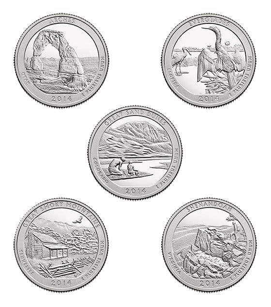 USA Parki 2014 r. 5 x 25c